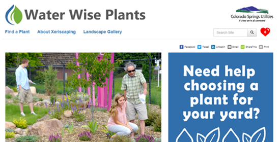 Screenshot of Water Wise Plants website