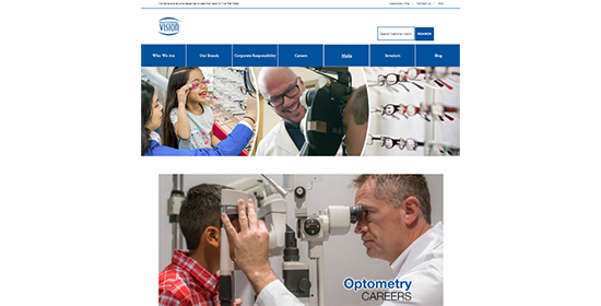 Screenshot of Eyeglass World web site