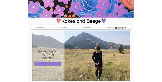Screenshot of Kakes & Beege website